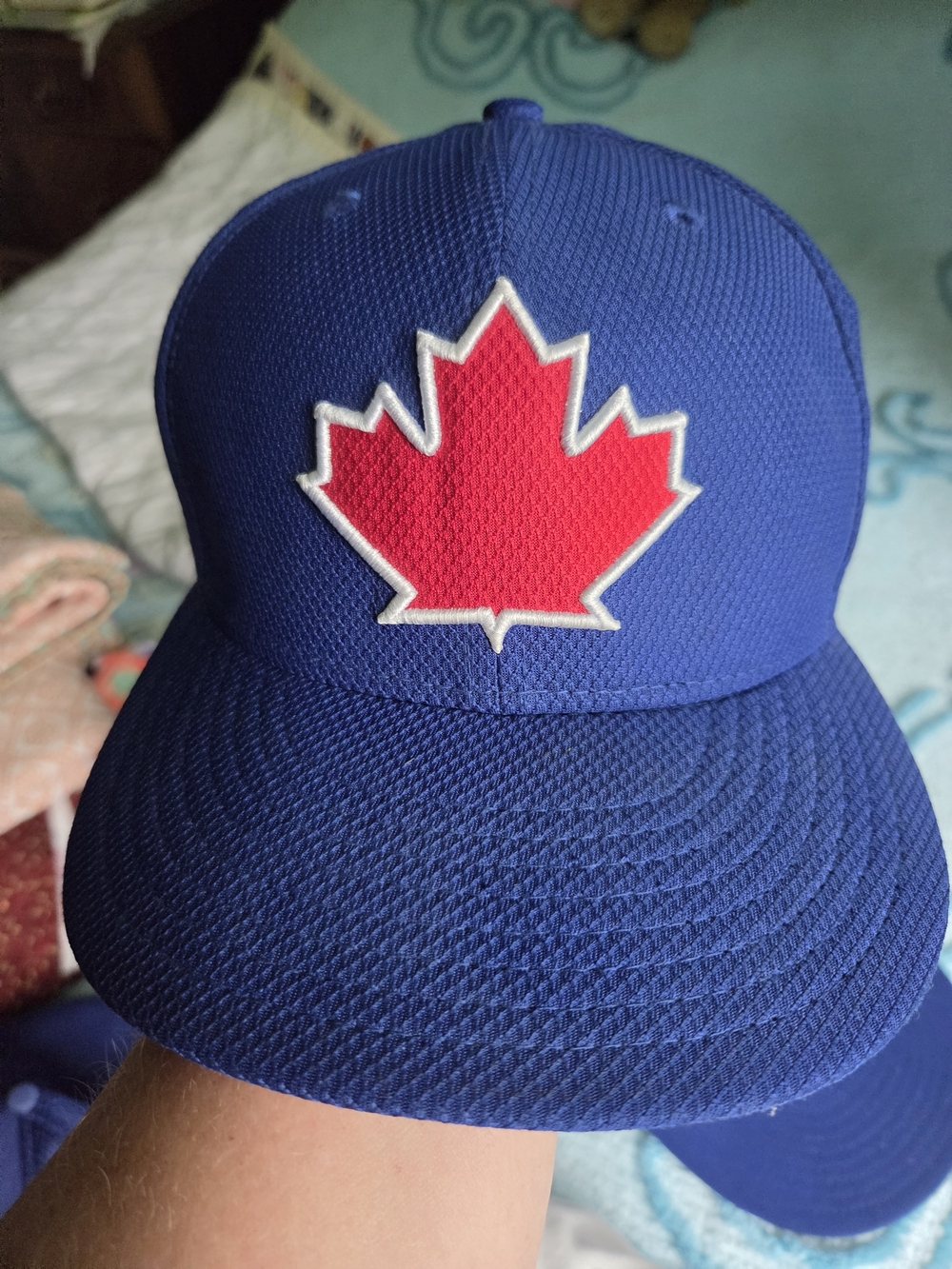 Men's Blue Cap with Red Maple Leaf Patch